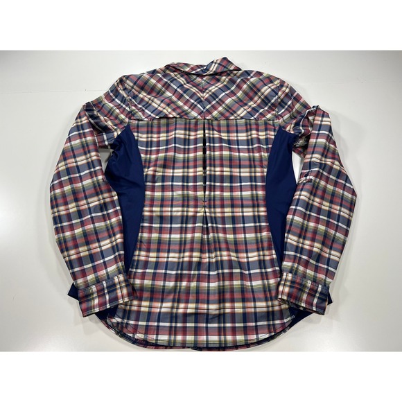 REI Co-op Women's Medium Blue Plaid Button Up Vented Hiking Shirt Roll Tab L/S - Picture 5 of 11